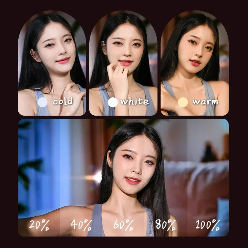 Magnetic Beauty Phone Fill Light | Built-in Makeup Mirror, Foldable Portable Mini | For Selfie/Photo, Universal for all Phones