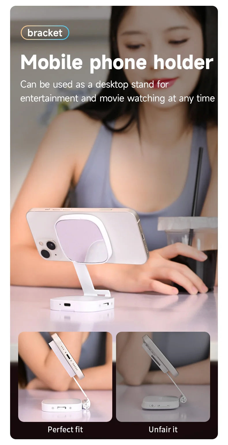 Magnetic Beauty Phone Fill Light | Built-in Makeup Mirror, Foldable Portable Mini | For Selfie/Photo, Universal for all Phones